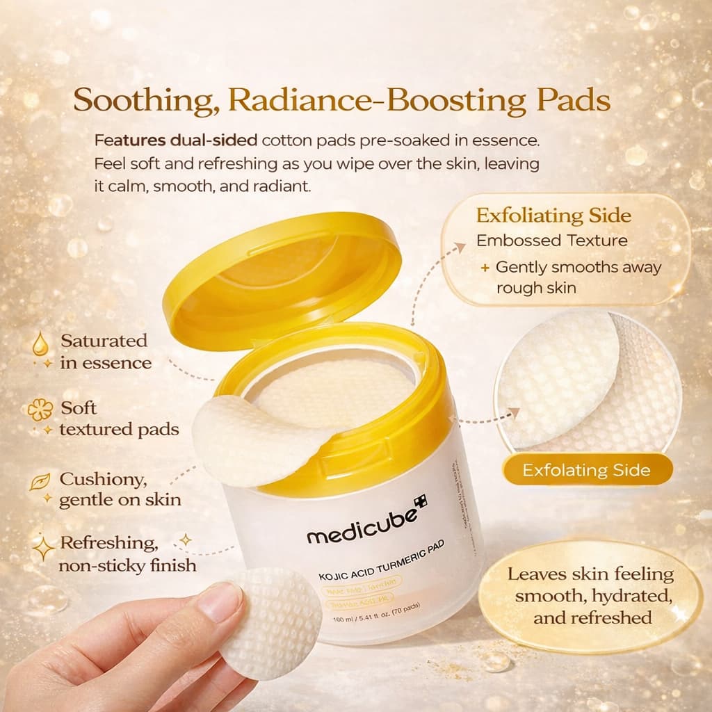 MEDICUBE Kojic Acid Turmeric Pad 70pcs - BelluBeauty