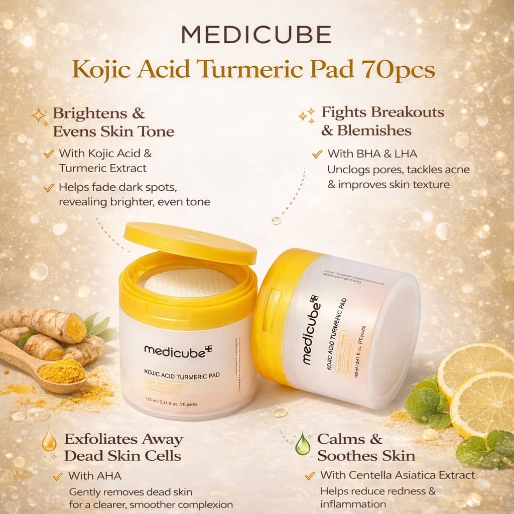 MEDICUBE Kojic Acid Turmeric Pad 70pcs - BelluBeauty