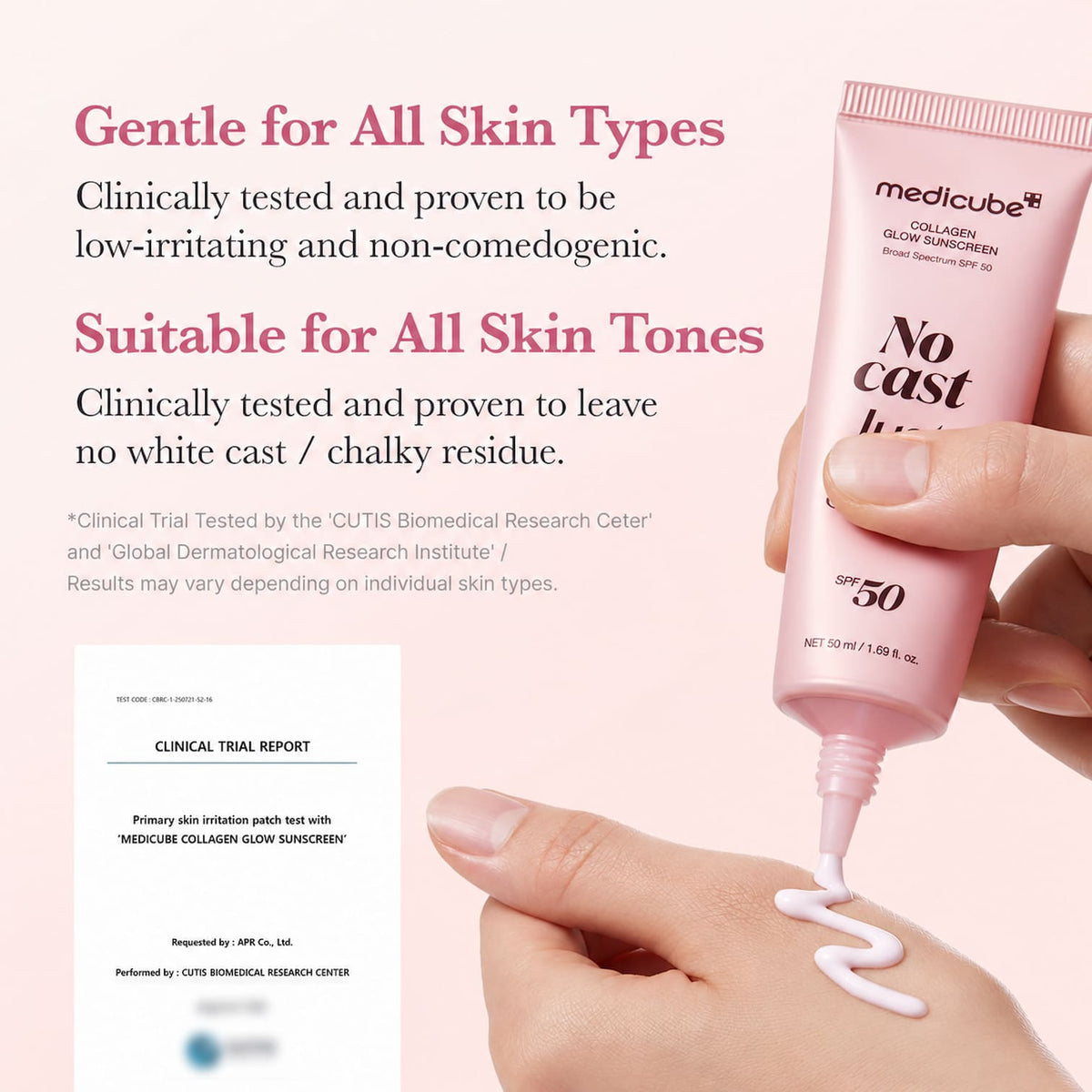 MEDICUBE No Cast Just Glow Collagen Sunscreen 50ml SPF50+ - BelluBeauty