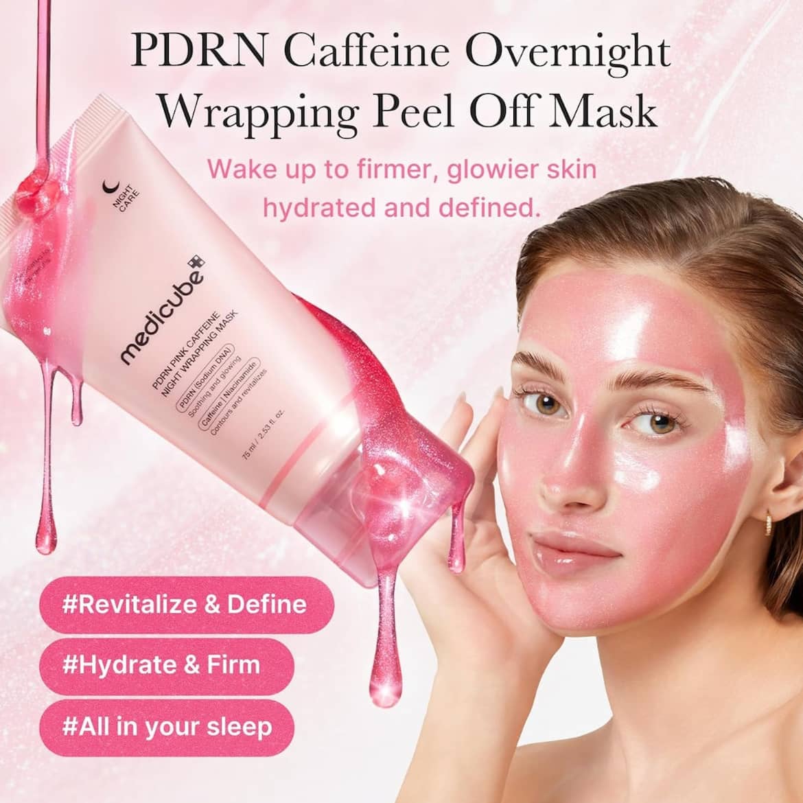 MEDICUBE PDRN Pink Caffeine Night Wrapping Mask 75ml - BelluBeauty
