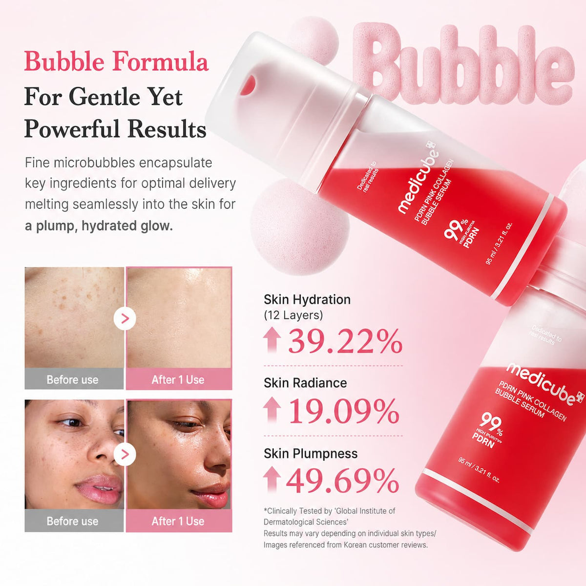 MEDICUBE PDRN Pink Collagen Bubble Serum 95ml - BelluBeauty