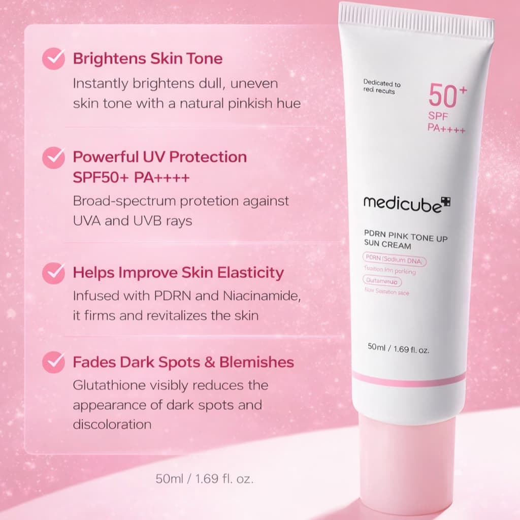 MEDICUBE PDRN Pink Tone Up Sun Cream 50ml SPF50+ - BelluBeauty