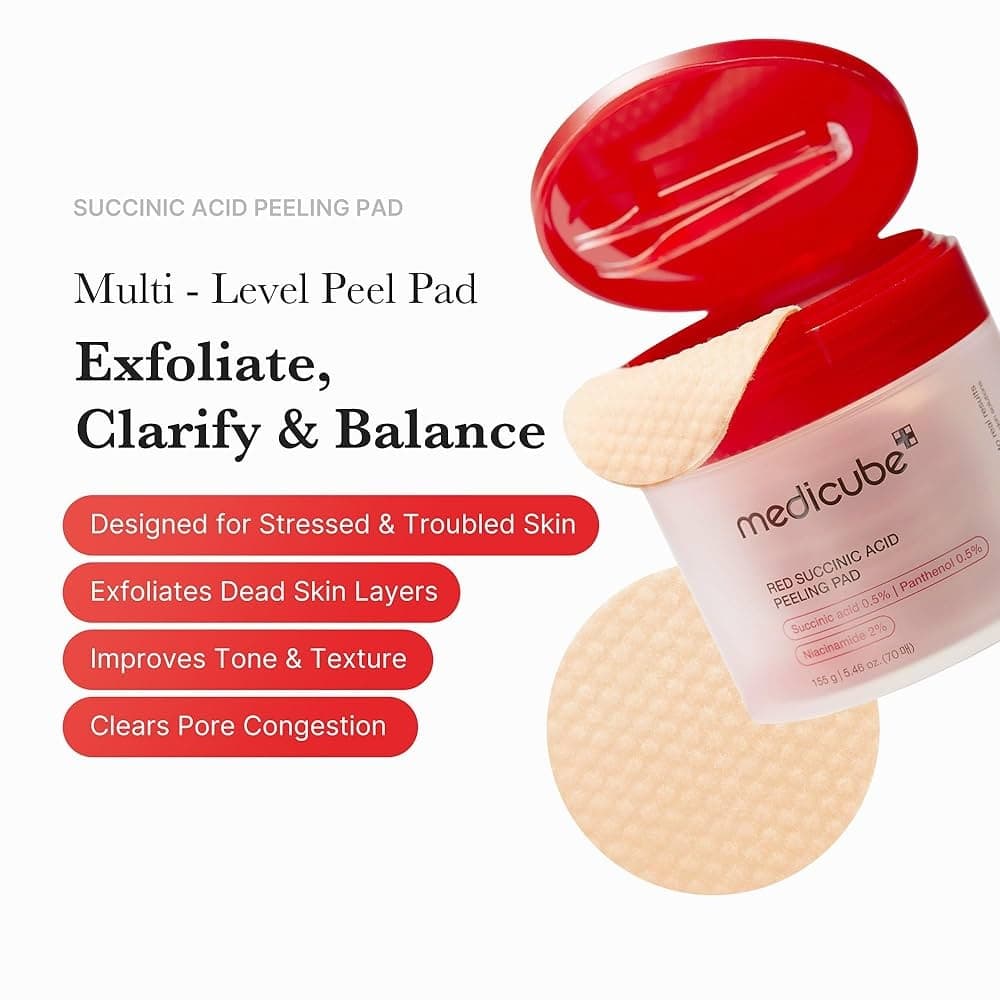 MEDICUBE Red Succinic Acid Peeling Pad 70pcs - bellubeauty