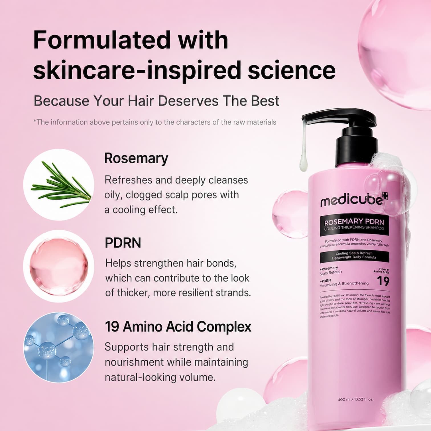 MEDICUBE Rosemary PDRN Cooling Thickening Shampoo 400ml - BelluBeauty