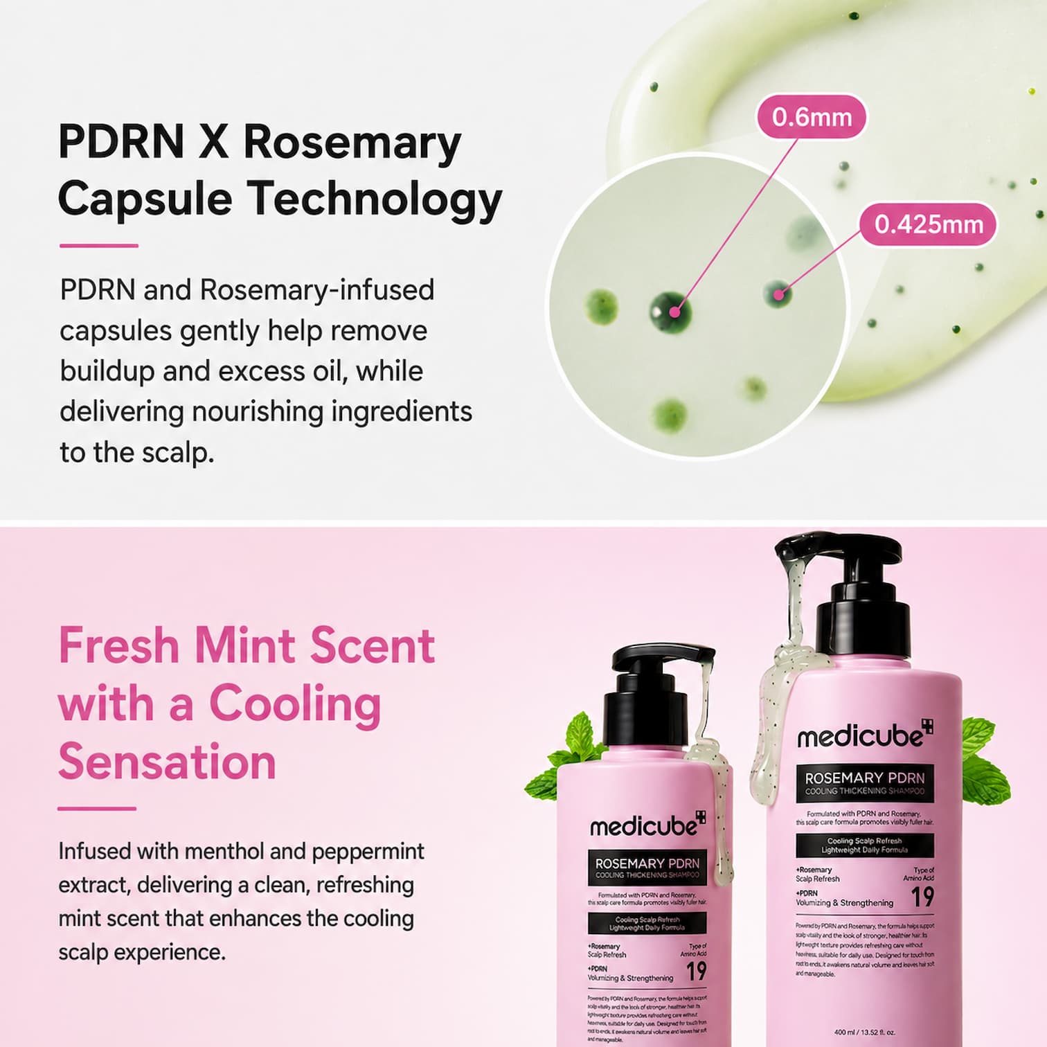 MEDICUBE Rosemary PDRN Cooling Thickening Shampoo 400ml - BelluBeauty