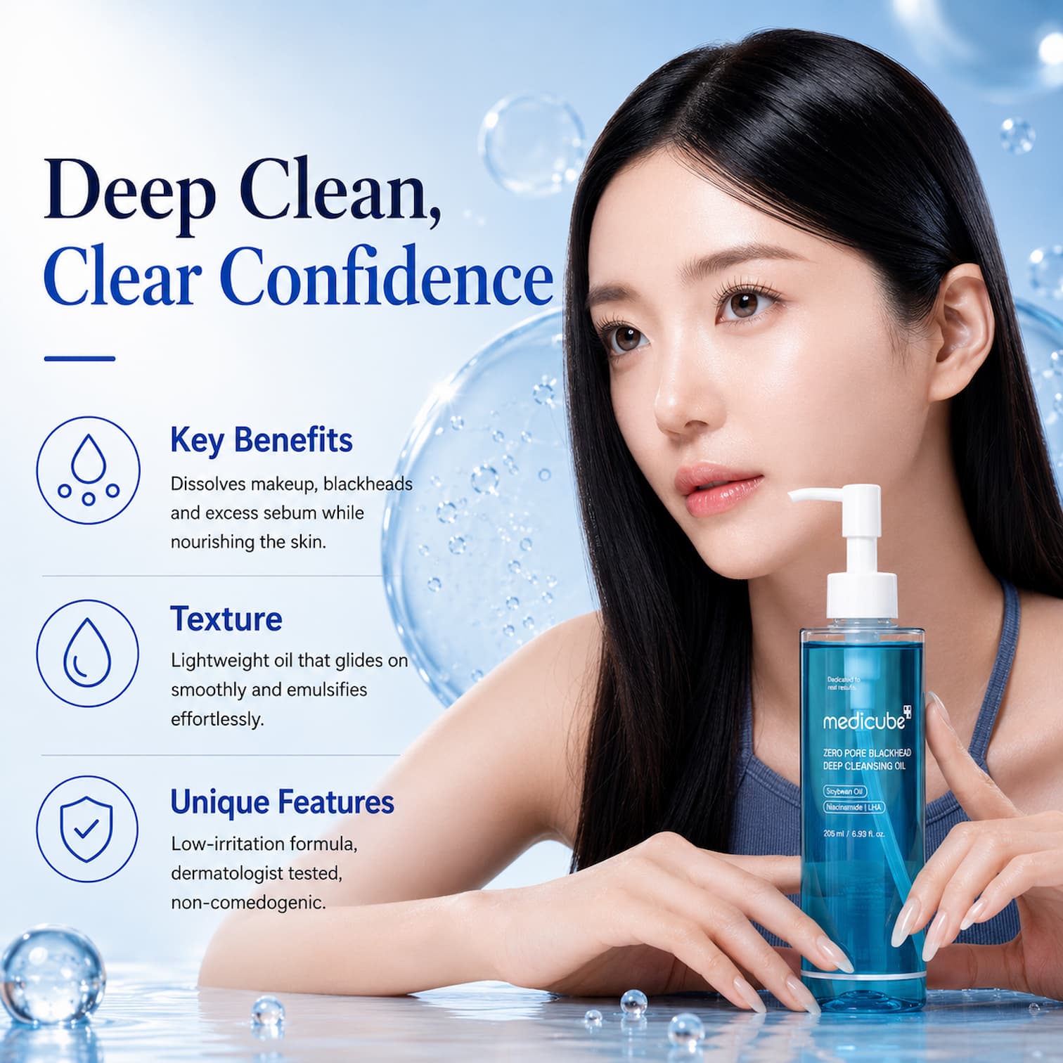 MEDICUBE Zero Pore Blackhead Deep Cleansing Oil 205ml - BelluBeauty