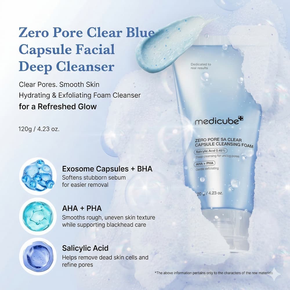 MEDICUBE Zero Pore SA Clear Capsule Cleansing Foam 120g - BelluBeauty