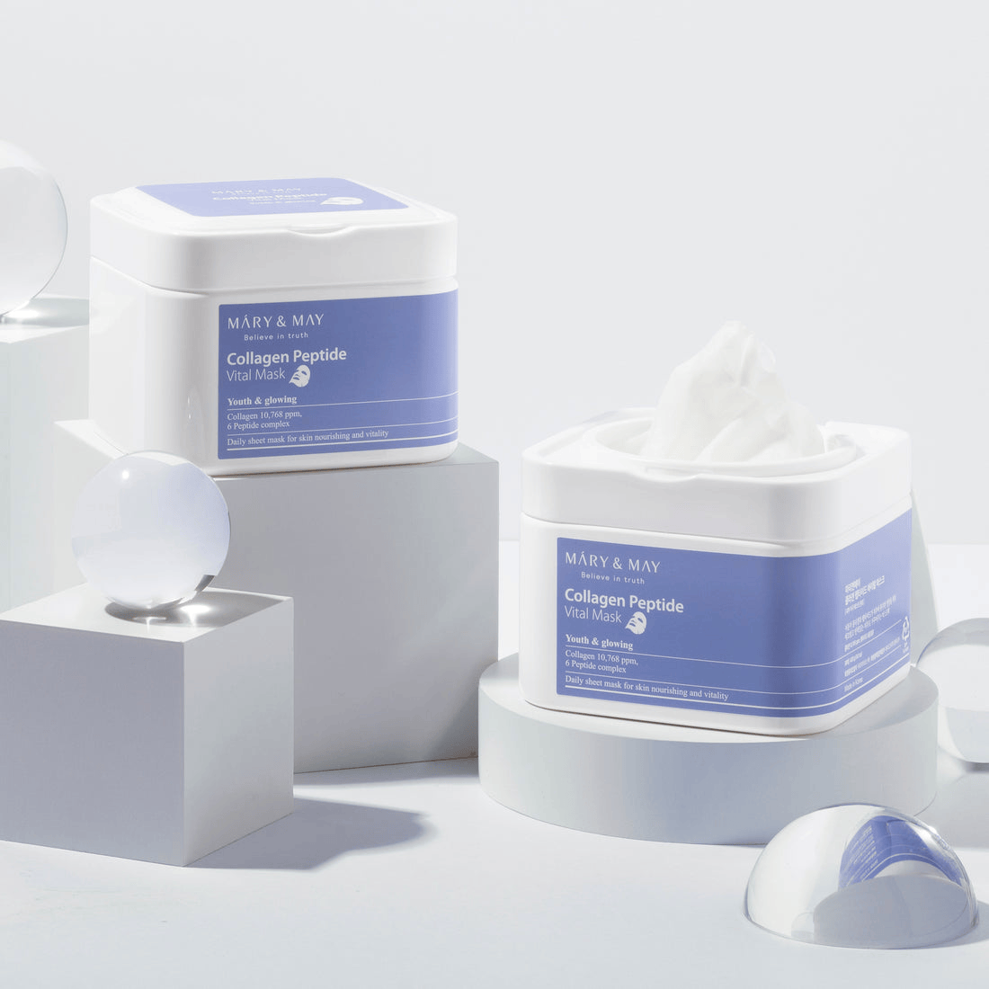 MARY&MAY Collagen Peptide Vital Mask 30pcs - BelluBeauty