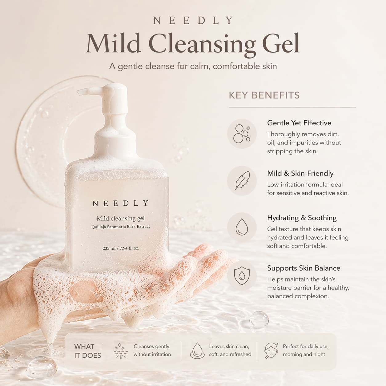 NEEDLY Mild Cleansing Gel 235ml - BelluBeauty
