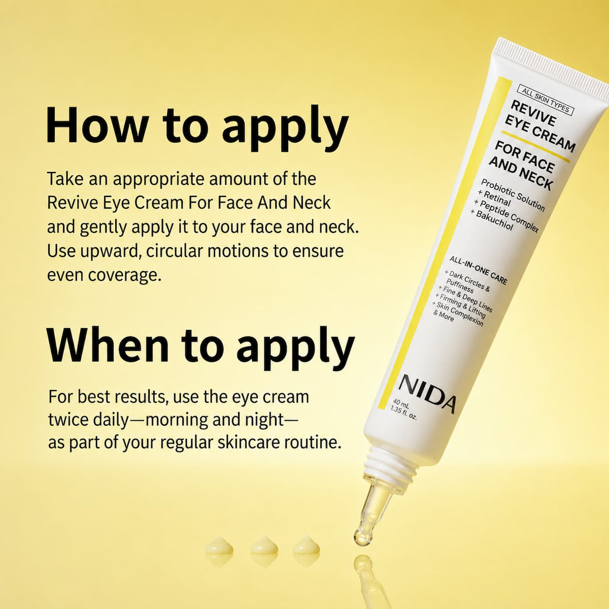 NIDA Revive Eye Cream For Face And Neck 40ml - BelluBeauty