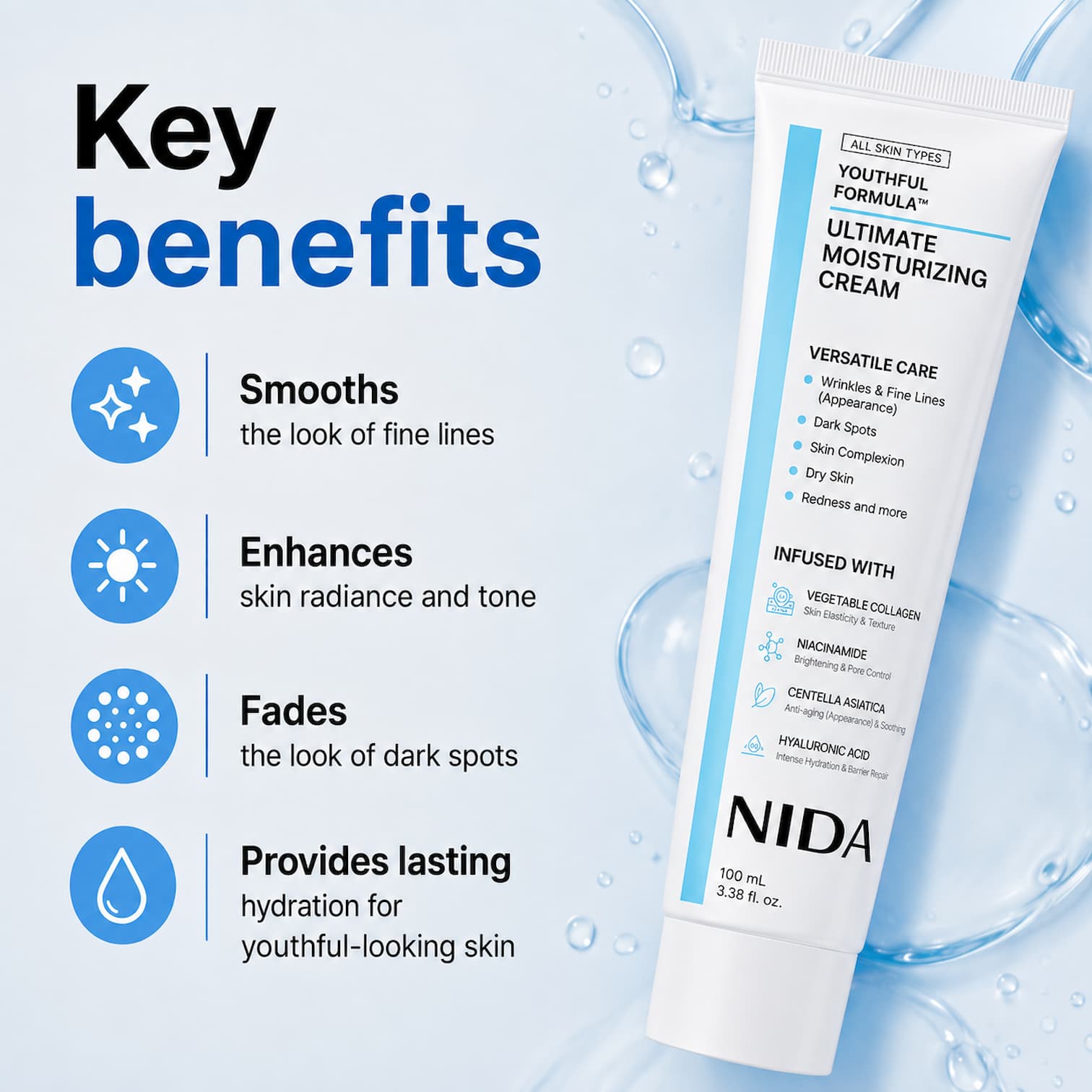NIDA Youthful Formula Ultimate Moisturizing Cream 100ml - BelluBeauty