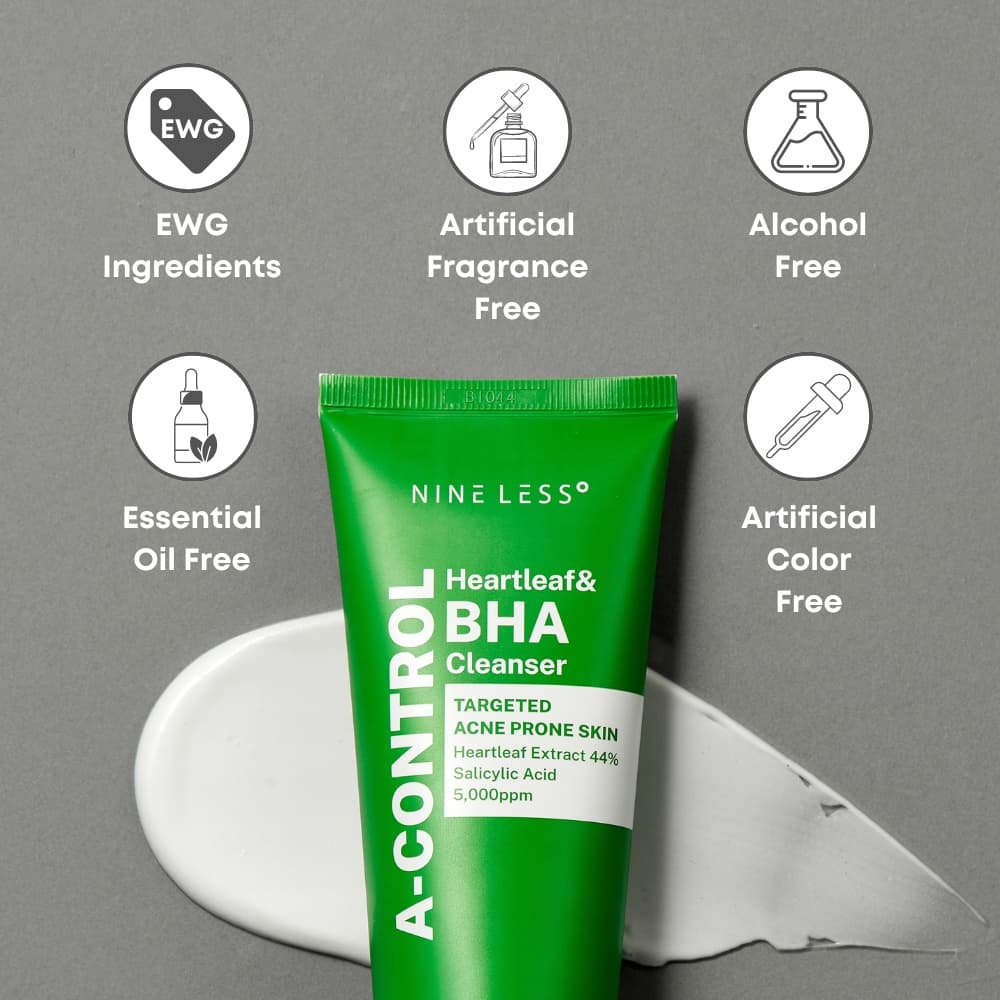 NINELESS A-Control Heartleaf & BHA Cleanser 120ml - bellubeauty