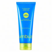 A 150ml tube of NUMBUZIN No.0 Zero Blemish Clarifying 2% Sulfur Cleansing Foam on a solid white background. The tube is bright blue with a translucent lime-green cap and features lime green branding and text.