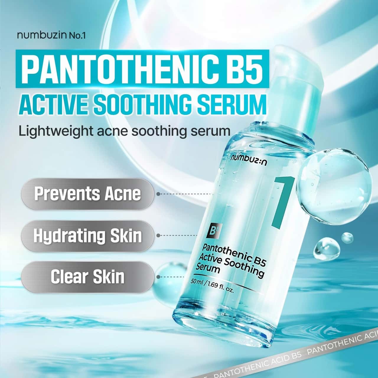 NUMBUZIN No.1 Pantothenic B5 Active Soothing Serum 50ml - BelluBeauty