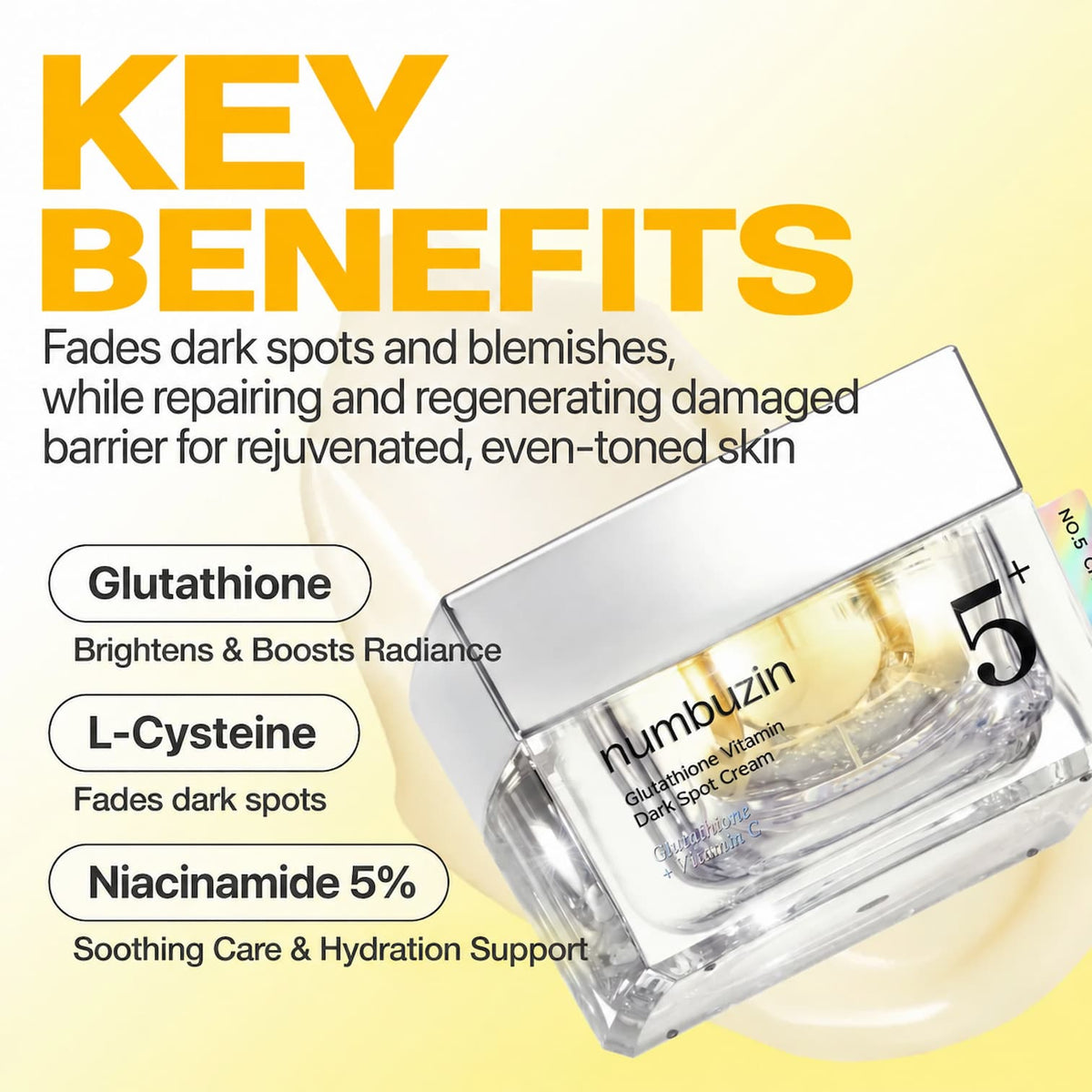 NUMBUZIN No.5 Glutathione Vitamin Dark Spot Cream 50ml - BelluBeauty