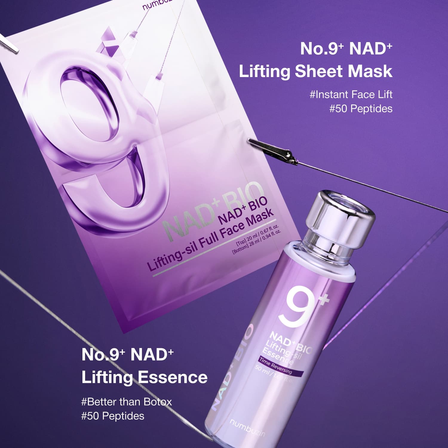 NUMBUZIN No.9 NAD Bio Lifting-sil Full Cover Facial Mask 4pcs - bellubeauty