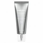 PURCELL Pixcell Biom Hydro Barrier Sunscreen 50ml SPF50+ in a sleek silver squeeze tube with a clear cap, shown against a plain white background.