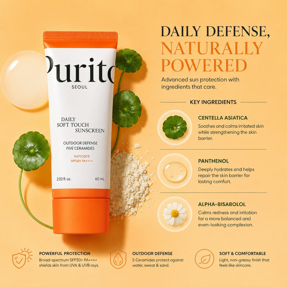 PURITO Seoul Daily Soft Touch Sunscreen 60ml SPF50+ - BelluBeauty