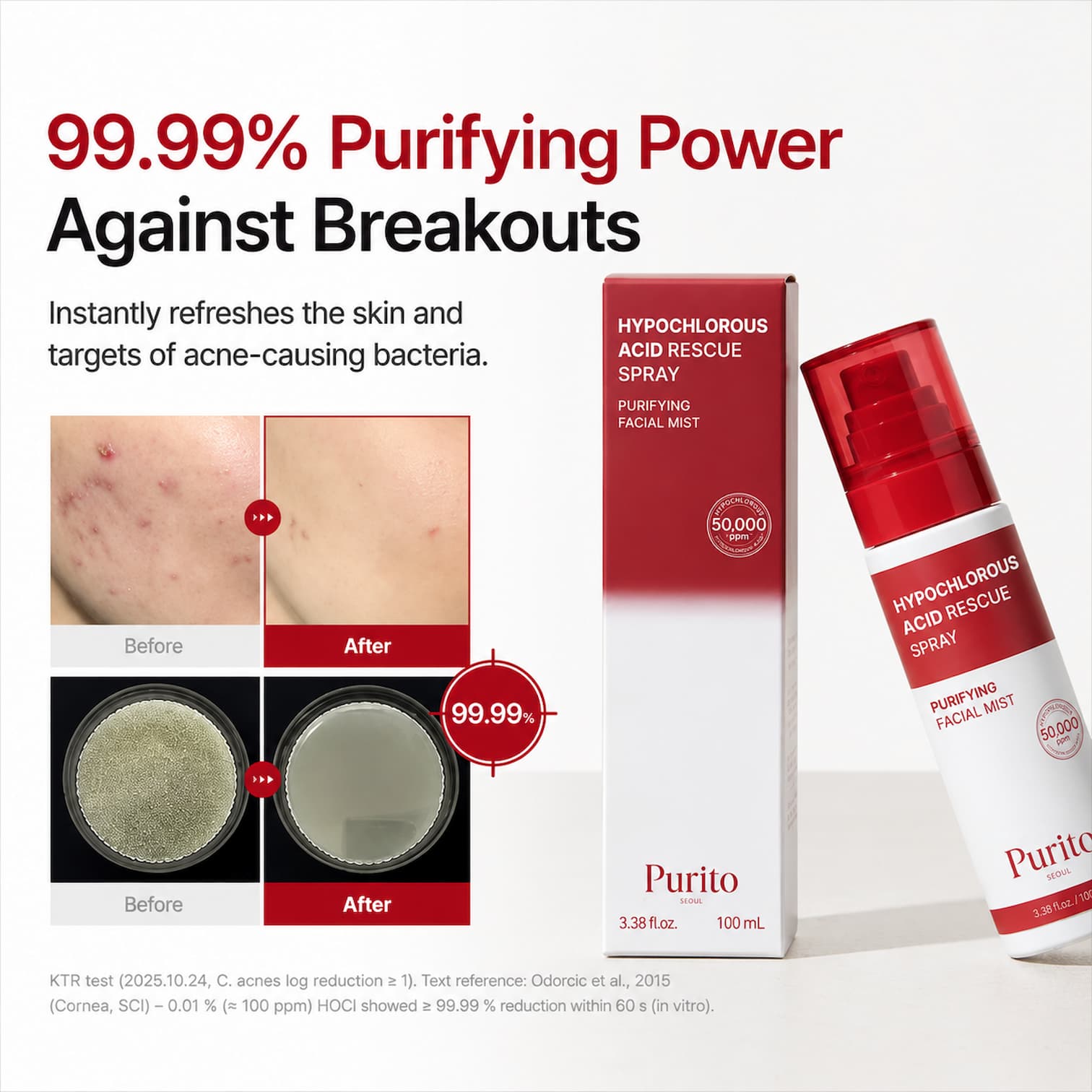 PURITO Seoul Hypochlorous Acid Rescue Spray 100ml - BelluBeauty