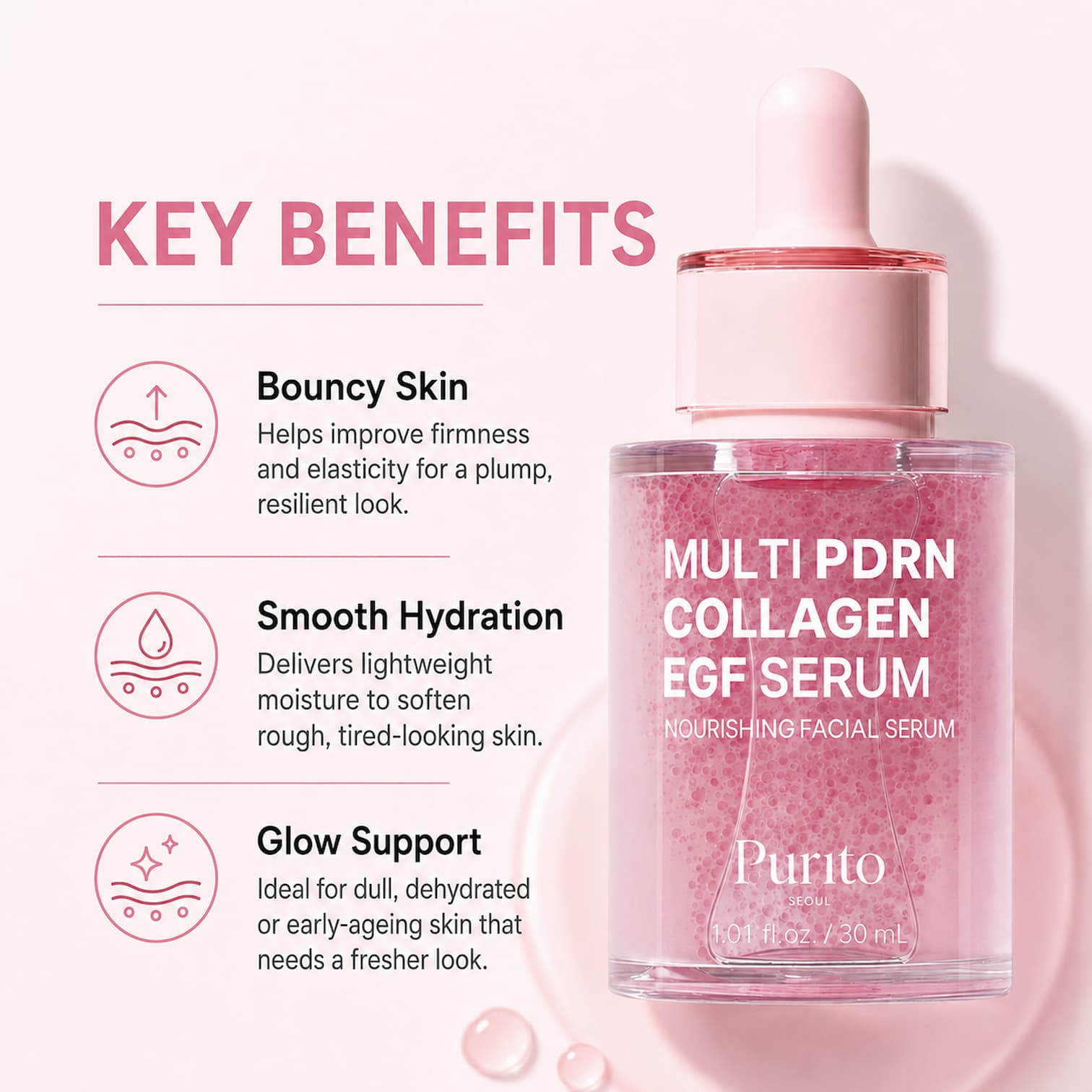 PURITO Seoul Multi PDRN Collagen EGF Serum 30ml - BelluBeauty