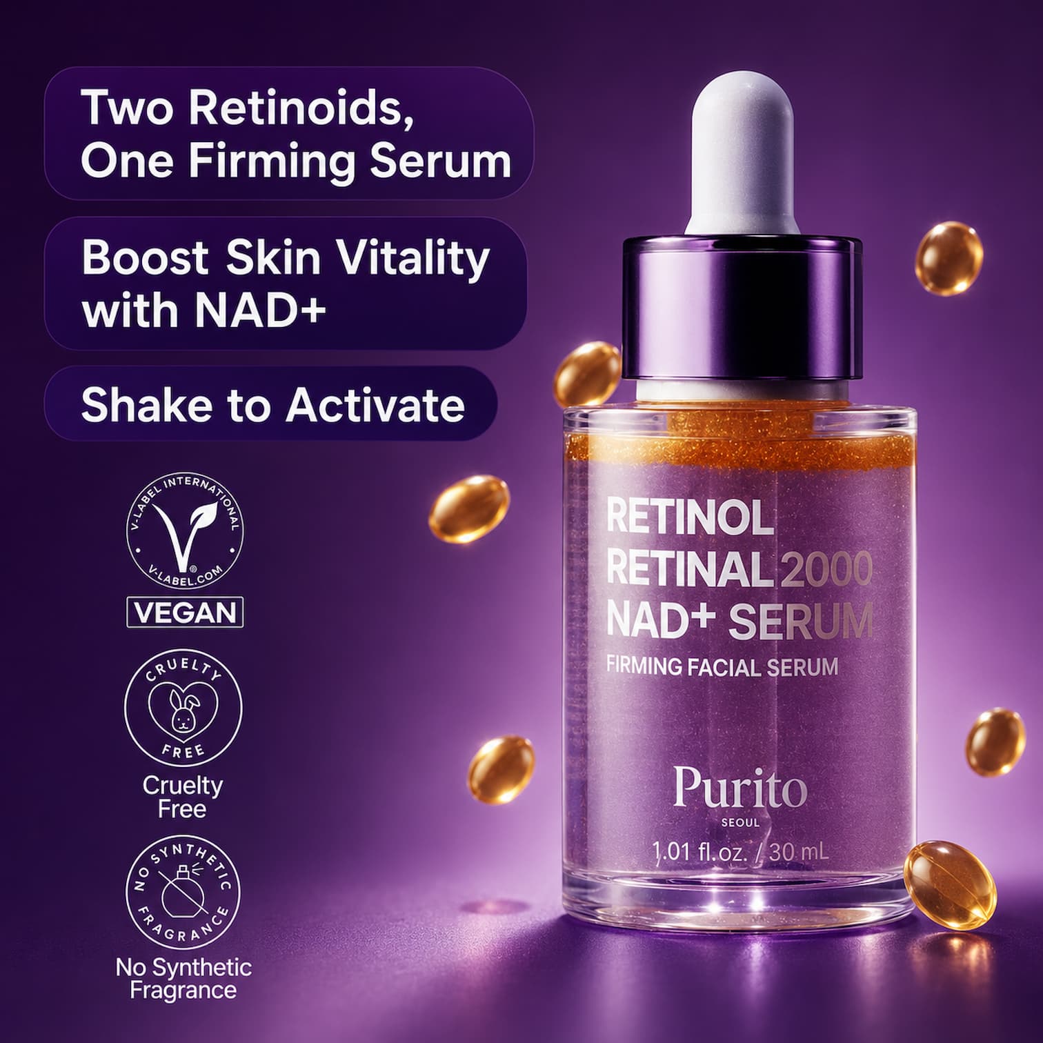 PURITO Seoul Retinol Retinal 2000 NAD+ Serum 30ml - BelluBeauty