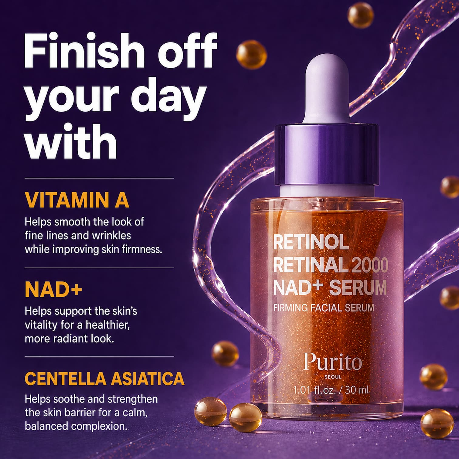 PURITO Seoul Retinol Retinal 2000 NAD+ Serum 30ml - BelluBeauty