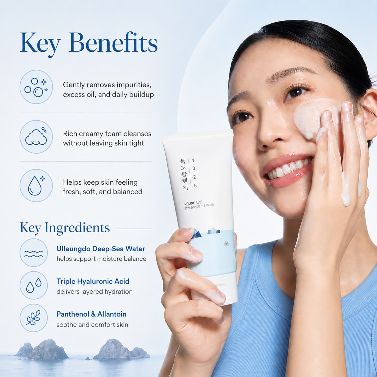 ROUND LAB 1025 Dokdo Cleanser 150ml - BelluBeauty