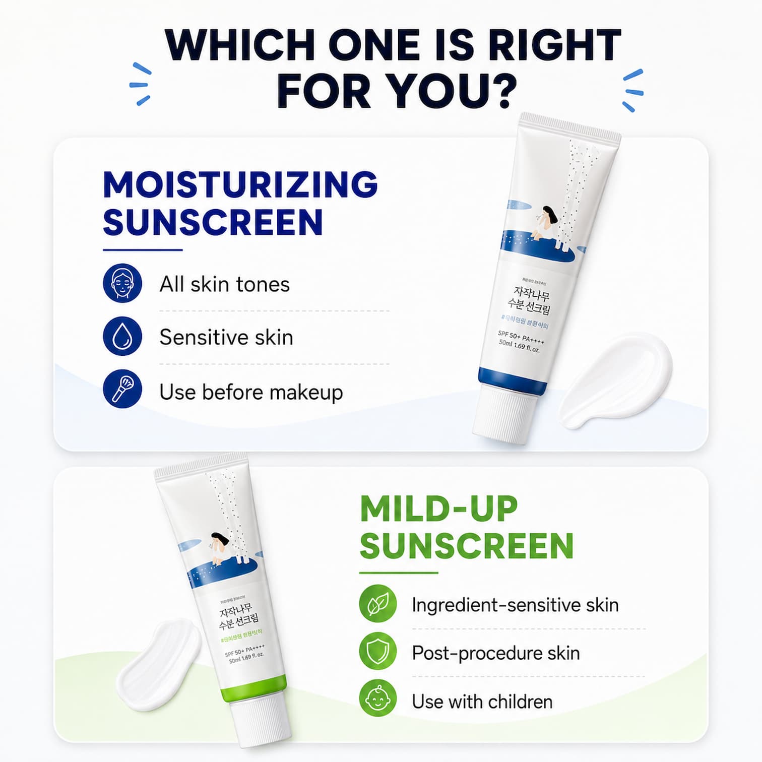 ROUND LAB Birch Juice Mild-Up Sunscreen 50ml SPF50+ - BelluBeauty