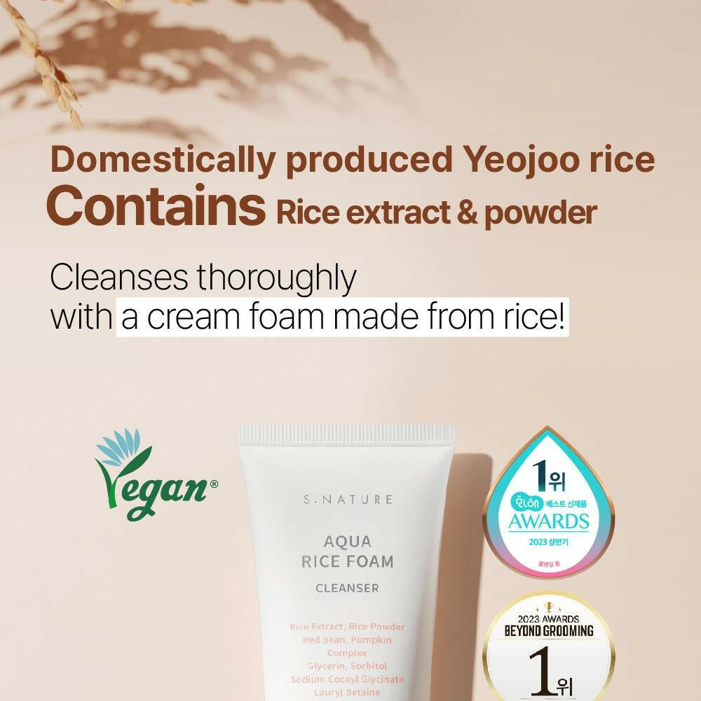 S.NATURE Aqua Rice Foam Cleanser 80ml - bellubeauty