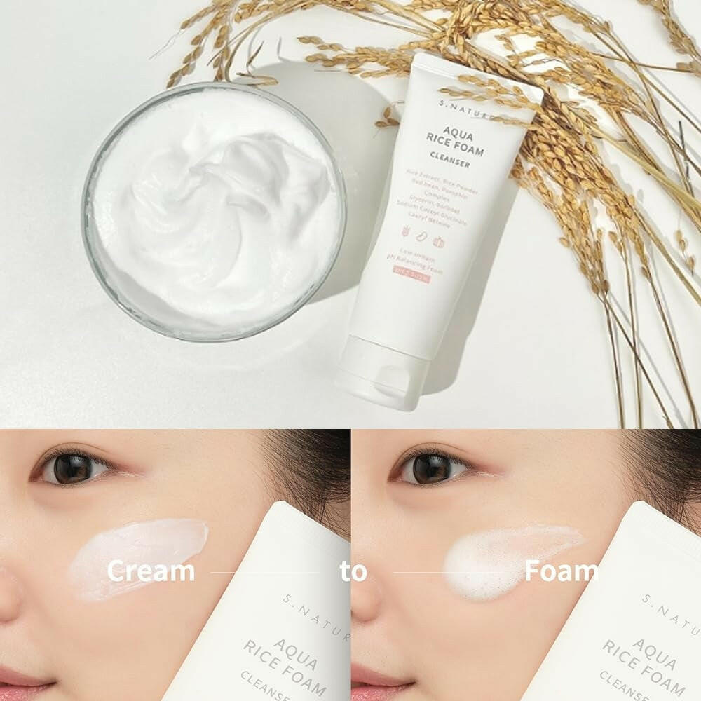 S.NATURE Aqua Rice Foam Cleanser 80ml - bellubeauty