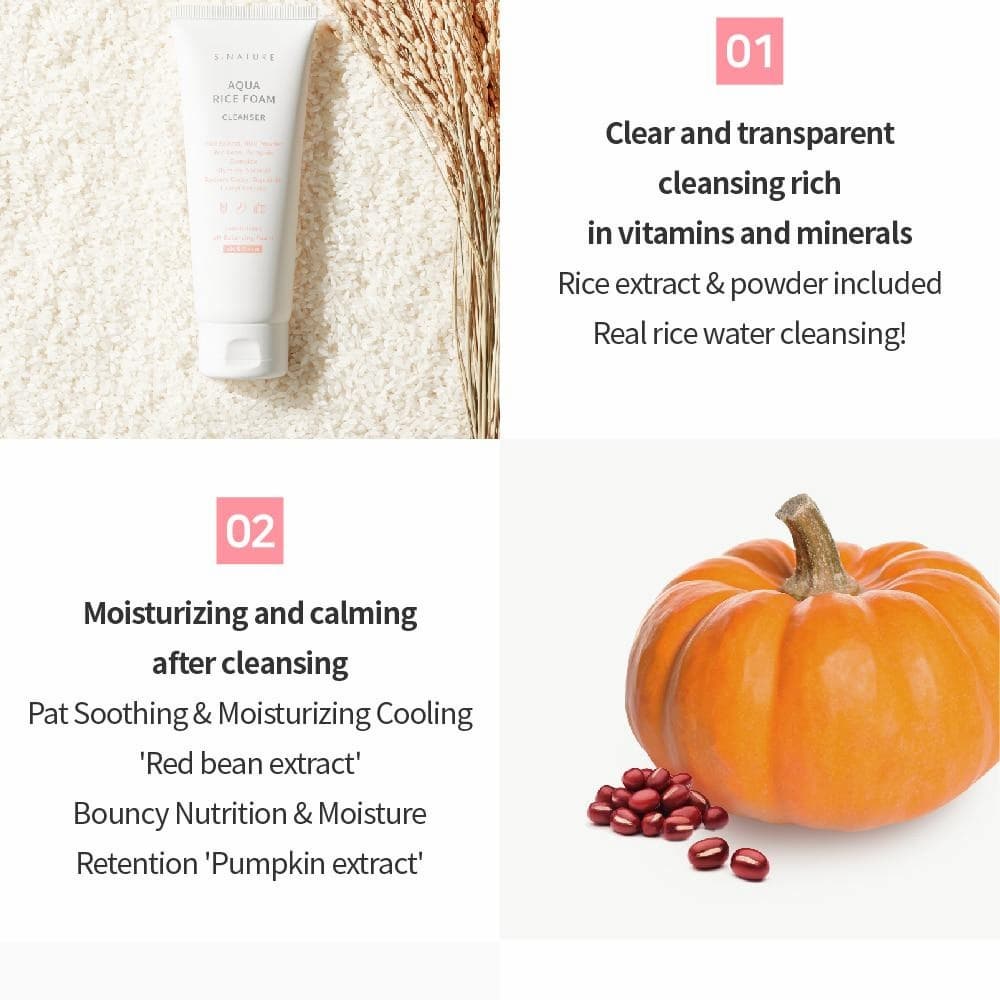 S.NATURE Aqua Rice Foam Cleanser 80ml - bellubeauty