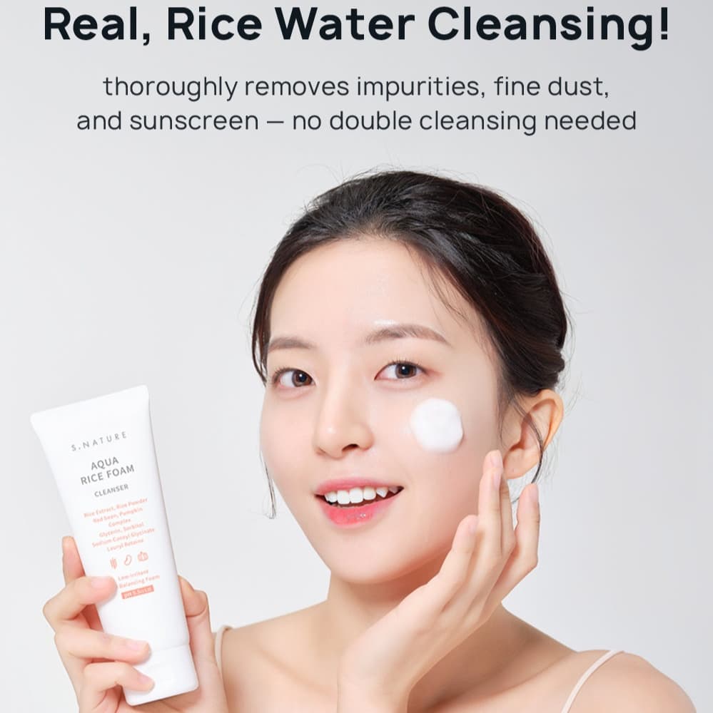 S.NATURE Aqua Rice Foam Cleanser 80ml - bellubeauty