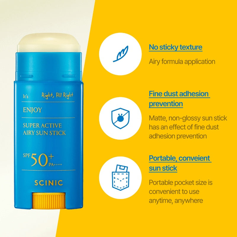 SCINIC Enjoy Super Active Airy Sun Stick 15g SPF50+ - bellubeauty