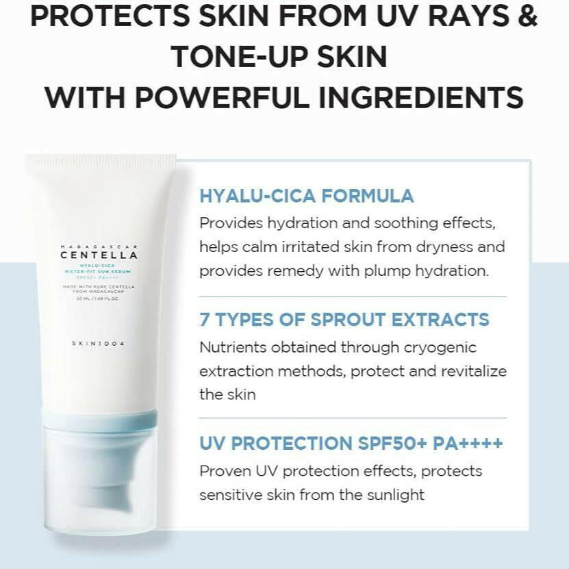 SKIN1004 Madagascar Centella Hyalu-Cica Water-Fit Sun Serum 50ml SPF50+ - bellubeauty