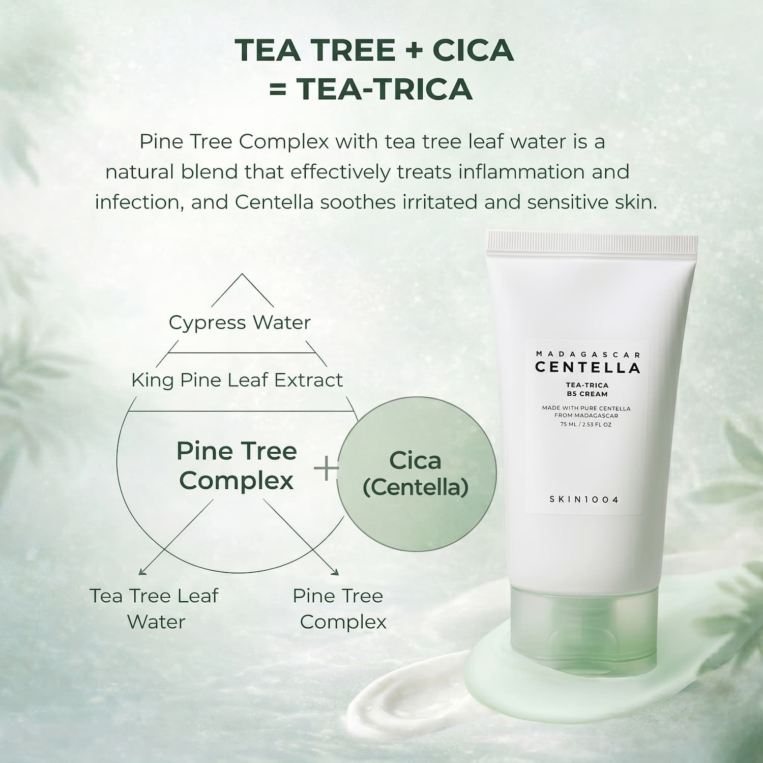 SKIN1004 Madagascar Centella Tea-Trica B5 Cream 75ml - BelluBeauty