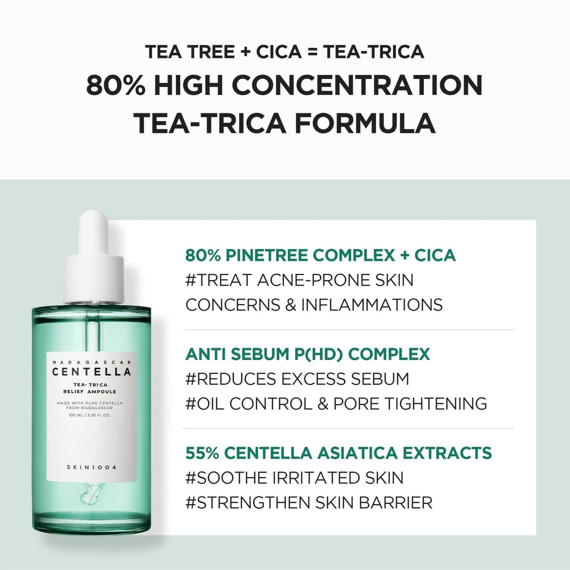 SKIN1004 Madagascar Centella Tea-Trica Relief Ampoule 100ml - bellubeauty