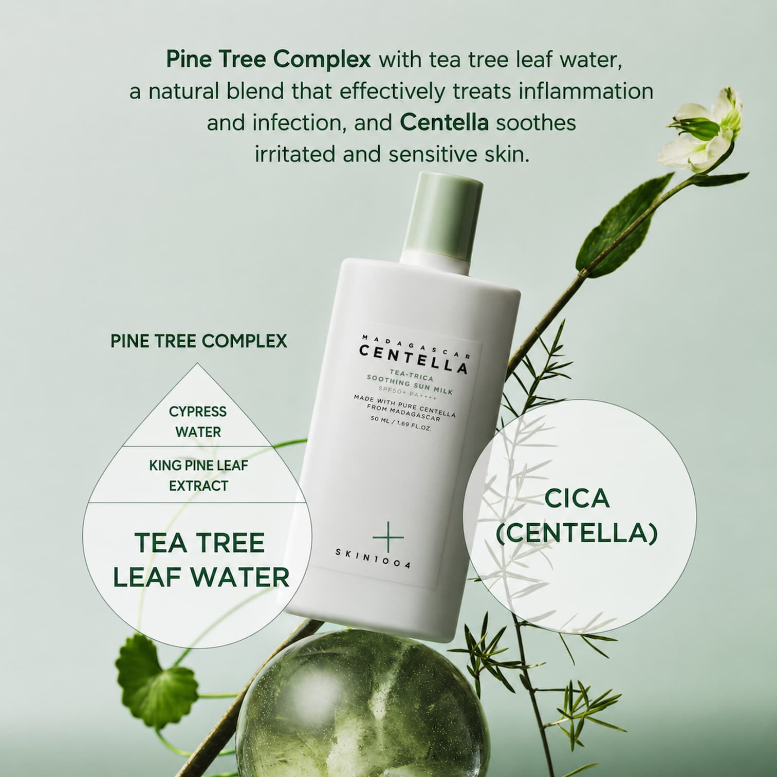 SKIN1004 Madagascar Centella Tea-Trica Soothing Sun Milk 50ml SPF50 - BelluBeauty
