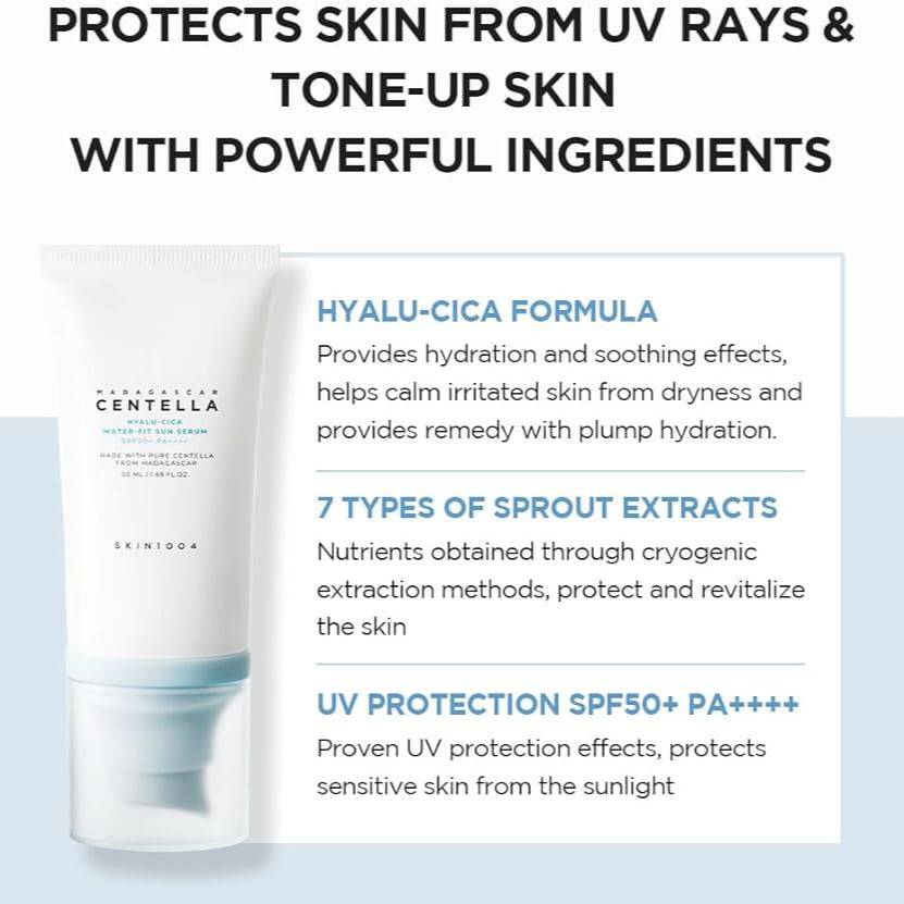 SKIN1004 Madagascar Centella Hyalu-Cica Water-Fit Sun Serum 50ml SPF50+ - BelluBeauty