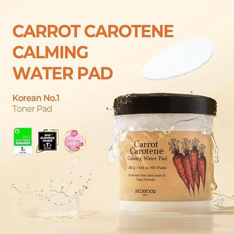 SKINFOOD Carrot Carotene Calming Water Pad 60pcs - bellubeauty