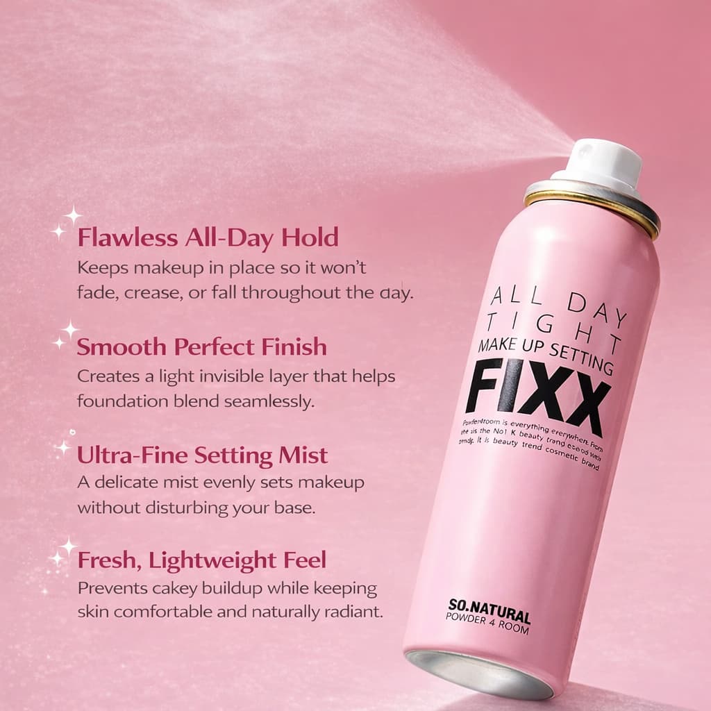 SO NATURAL All Day Tight Make Up Setting Fixer 100ml - BelluBeauty