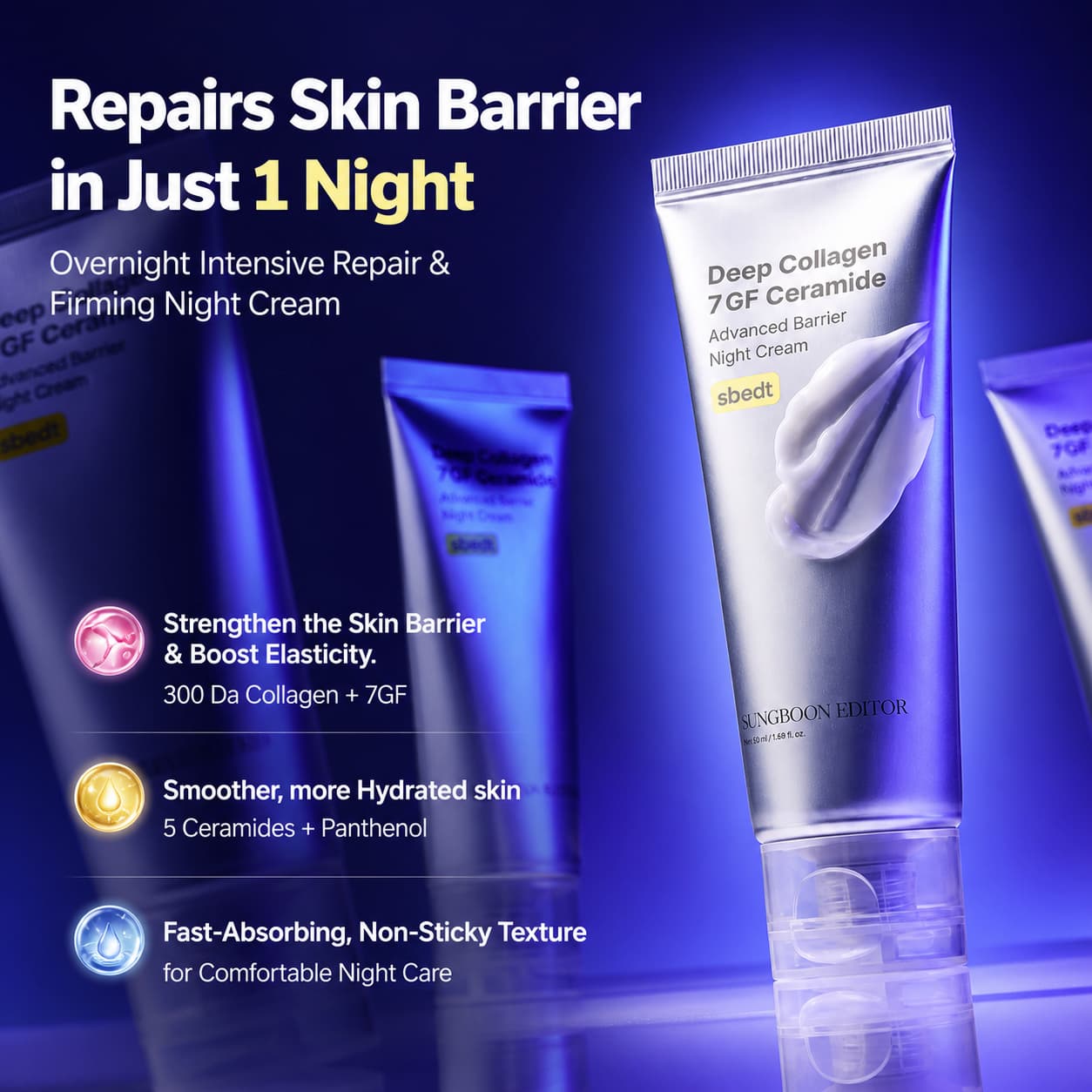 SUNGBOON EDITOR Deep Collagen 7GF Ceramide Advanced Barrier Night Cream 50ml - BelluBeauty
