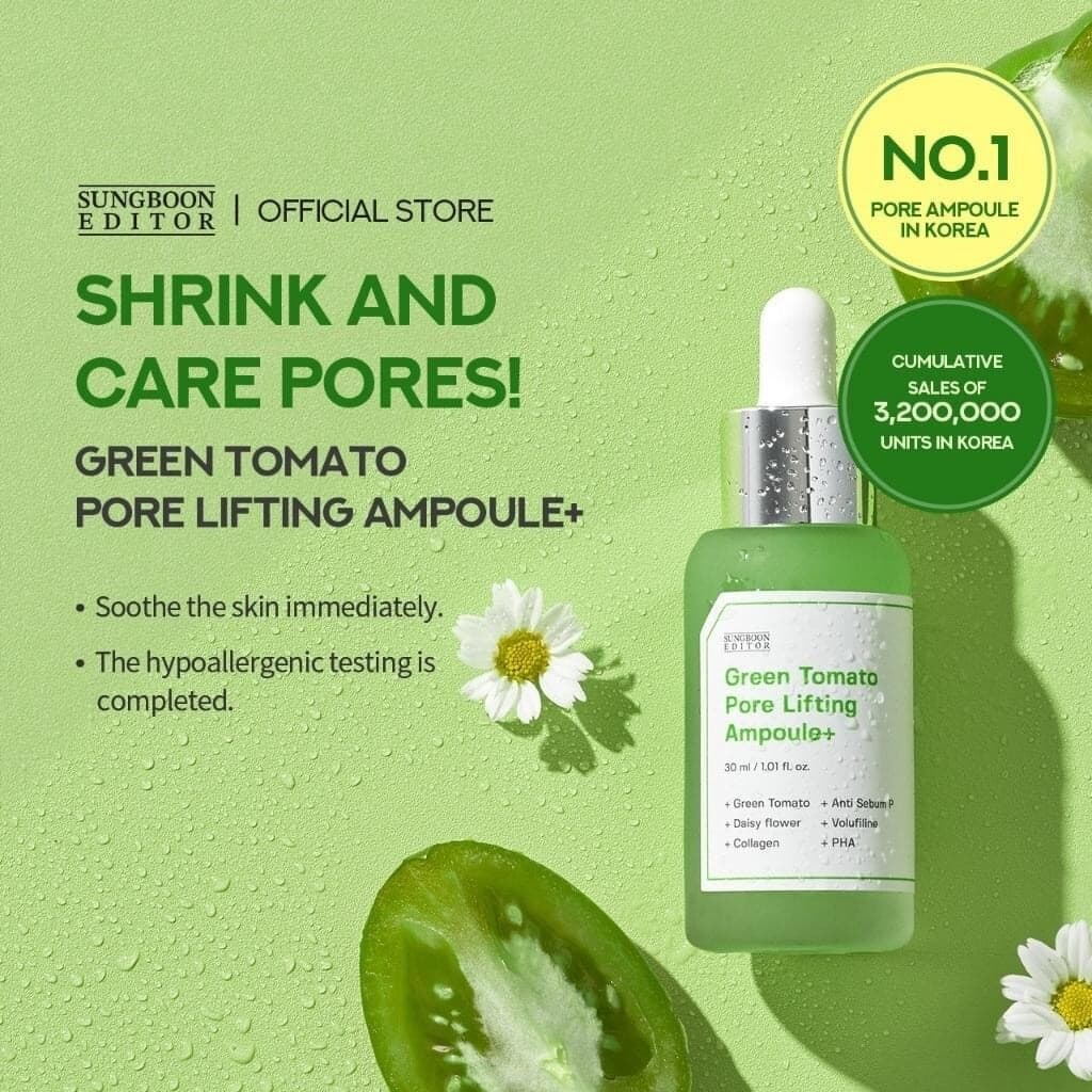 SUNGBOON EDITOR Green Tomato Pore Lifting Ampoule 30ml+ - bellubeauty