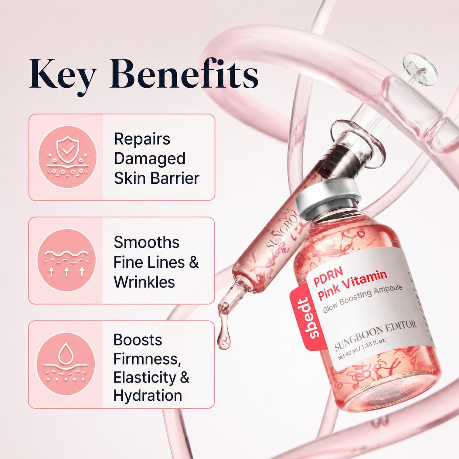 SUNGBOON EDITOR PDRN Pink Vitamin Glow Boosting Ampoule 40ml - BelluBeauty