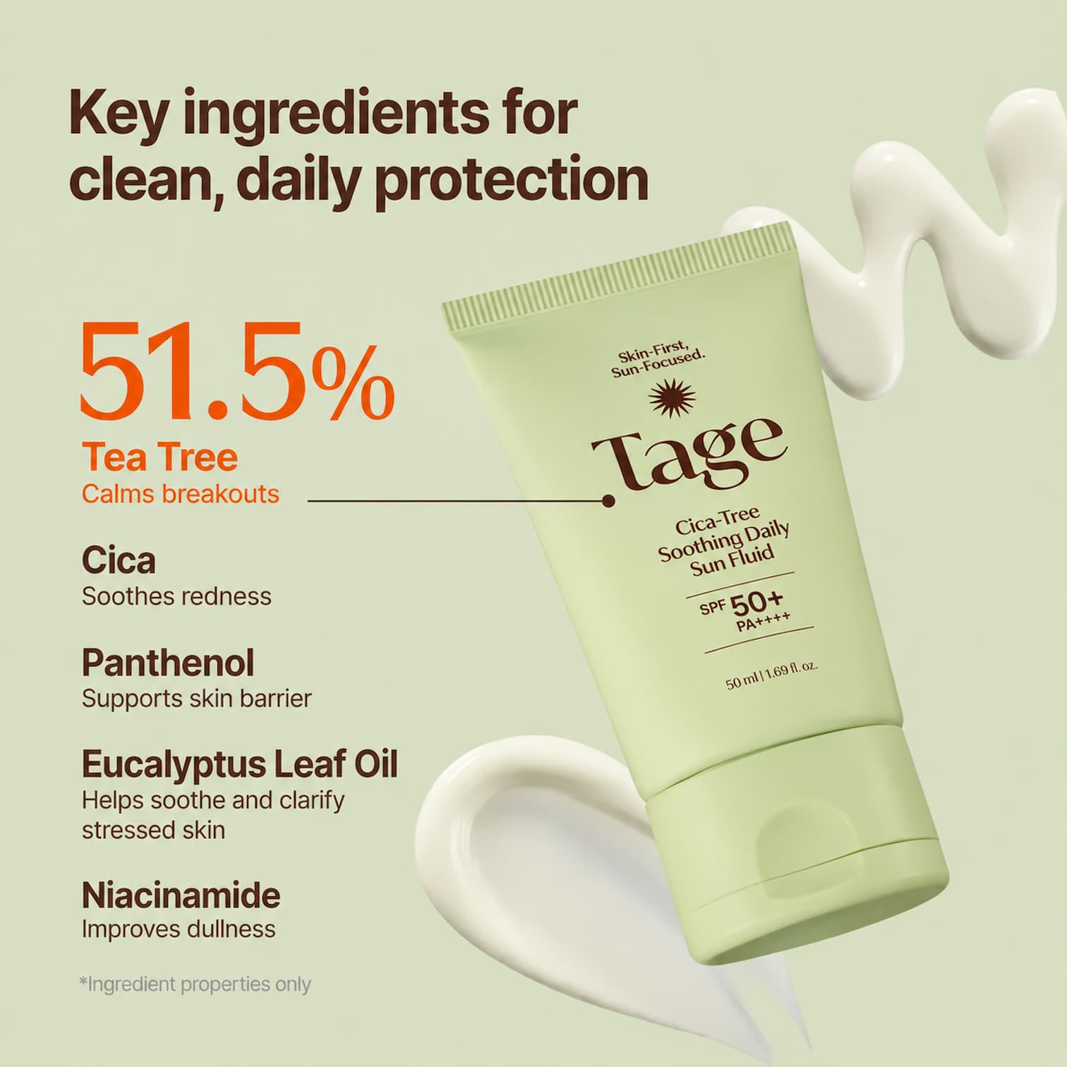 TAGE Cica-Tree Soothing Daily Sun Fluid 50ml SPF50 - BelluBeauty