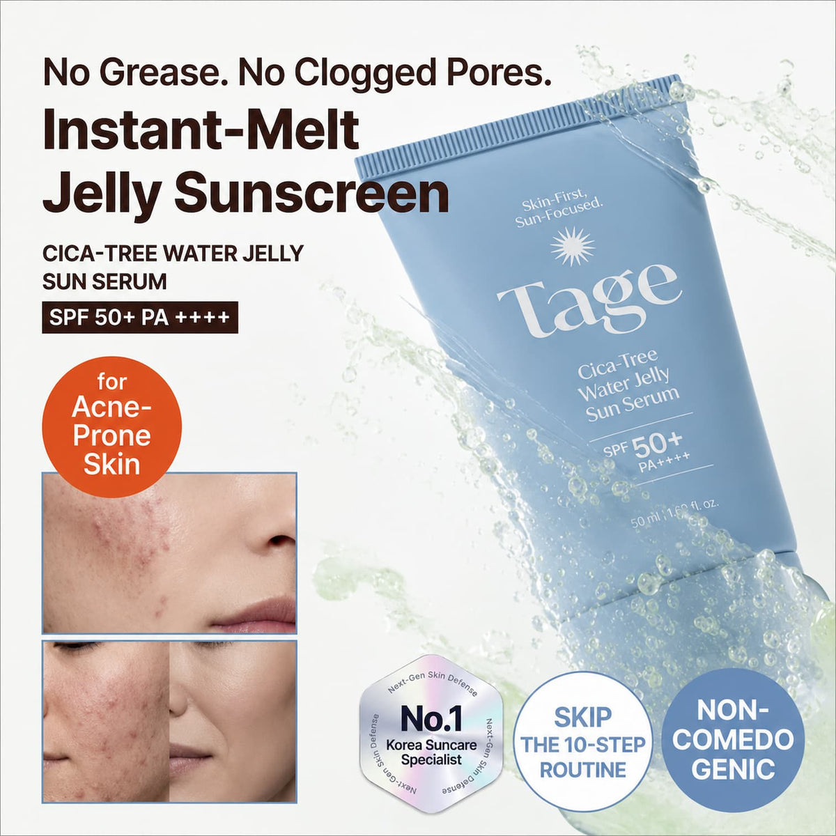 TAGE Cica-Tree Water Jelly Sun Serum 50ml SPF50 - BelluBeauty