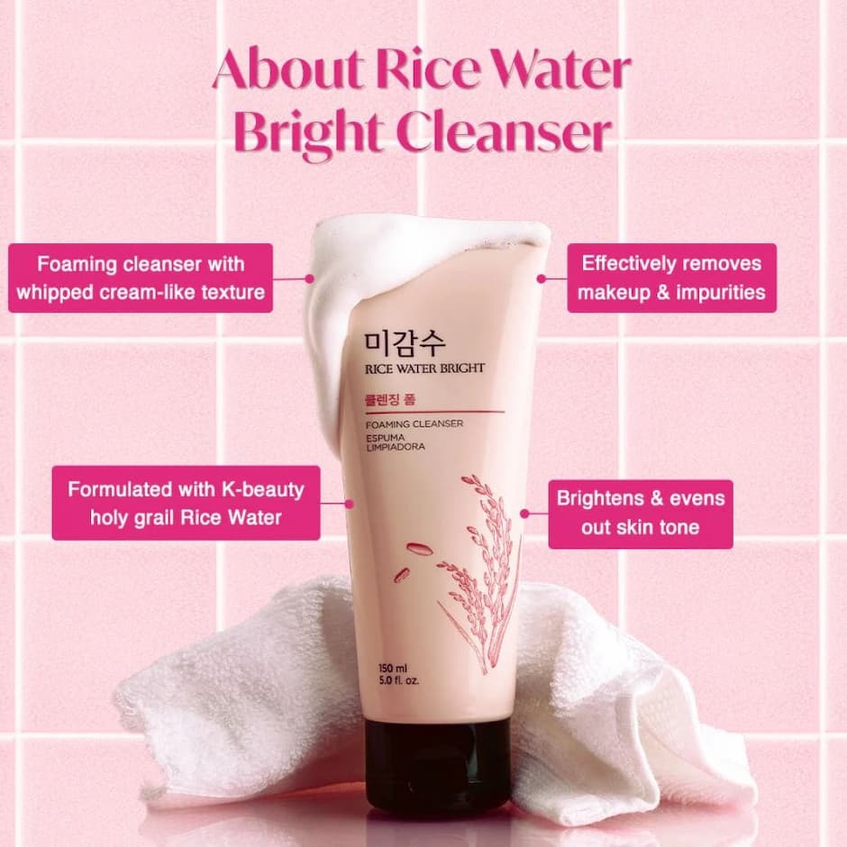 THE FACE SHOP Rice Water Bright Foaming Cleanser 150ml - bellubeauty