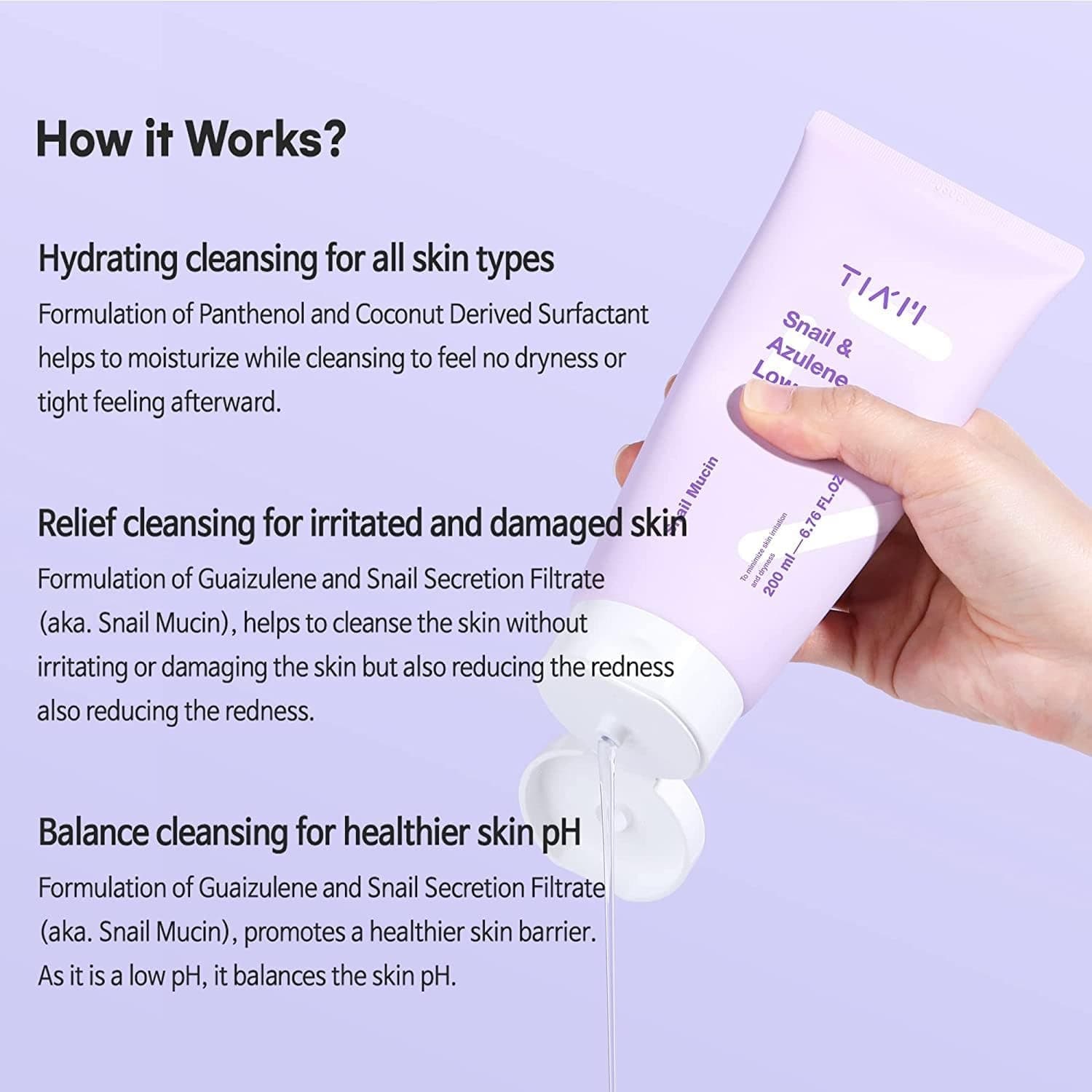 TIAM Snail & Azulene Low PH Cleanser 200ml - bellubeauty