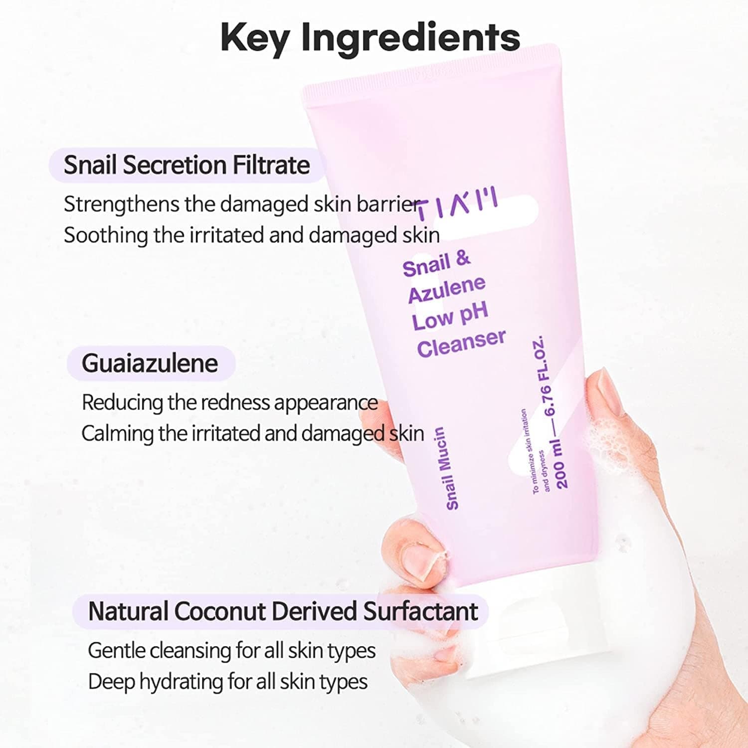 TIAM Snail & Azulene Low PH Cleanser 200ml - bellubeauty