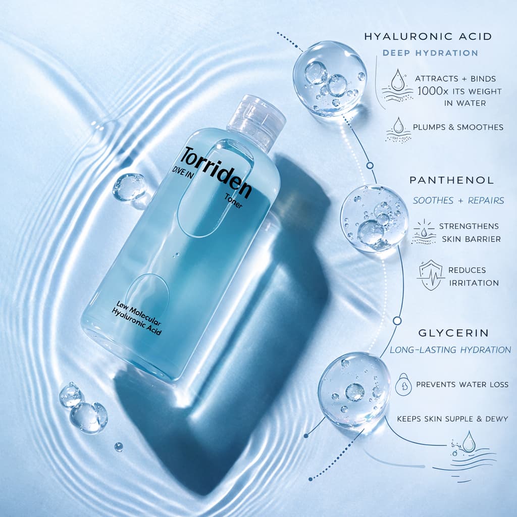 TORRIDEN Dive-In Low Molecular Hyaluronic Acid Toner 300ml - BelluBeauty