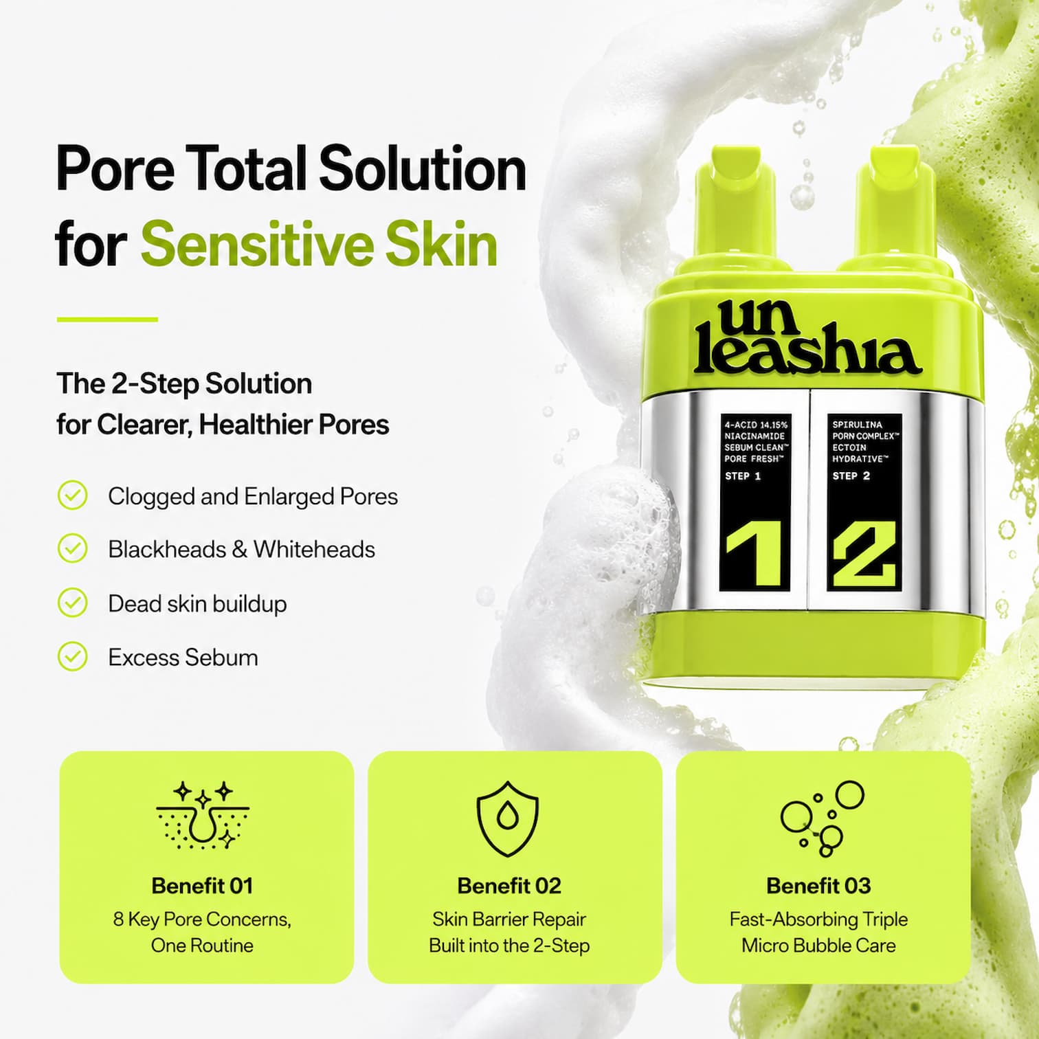 UNLEASHIA Two Step Zero Pore Overnight Bubble Mask 80ml - BelluBeauty
